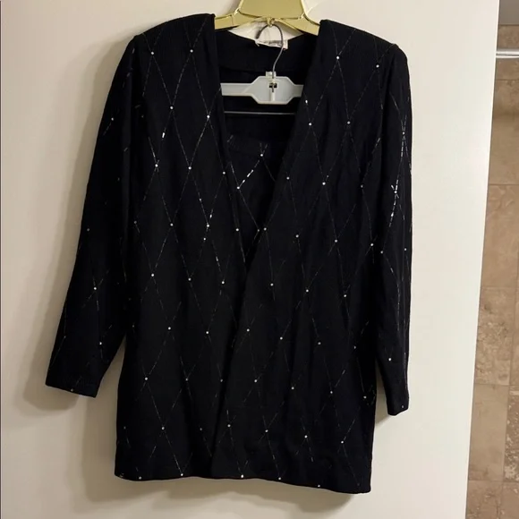 St John Black Diamond Sparkle Suit, Size 12 - Picture 1 of 5